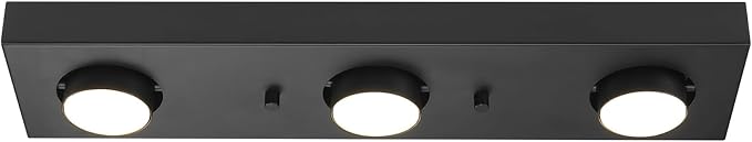 Globe Electric 3-Light Matte Black LED Integrated Track Lighting | Ultra-Low Profile, Adjustable Heads, Dimmable, Modern Ceiling Light for Kitchen, Bathroom Vanity, Living Room, Model 59941