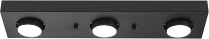 Globe Electric 3-Light Matte Black LED Integrated Track Lighting | Ultra-Low Profile, Adjustable Heads, Dimmable, Modern Ceiling Light for Kitchen, Bathroom Vanity, Living Room, Model 59941