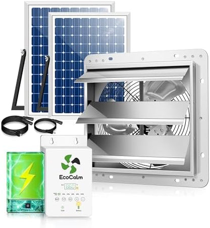 Solar Exhaust Fan for Greenhouse with Smart Thermostat and Battery