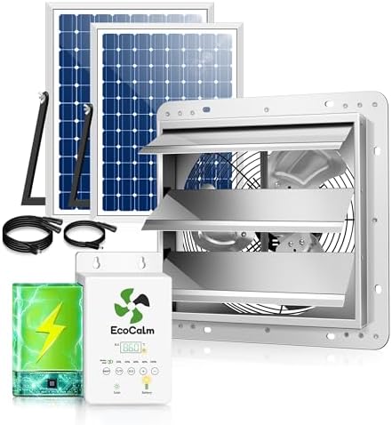 Solar Exhaust Fan for Greenhouse with Smart Thermostat and Battery