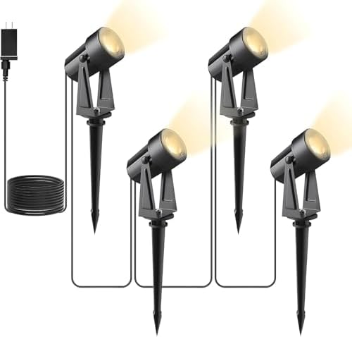 Svater 4 Pack Landscape Lighting Low Voltage IP65 Waterproof 12V Plug in