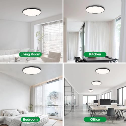 TALOYA 2 Pack 18" Dimmable Flush Mount Ceiling Light Fixture,5CCT,Black