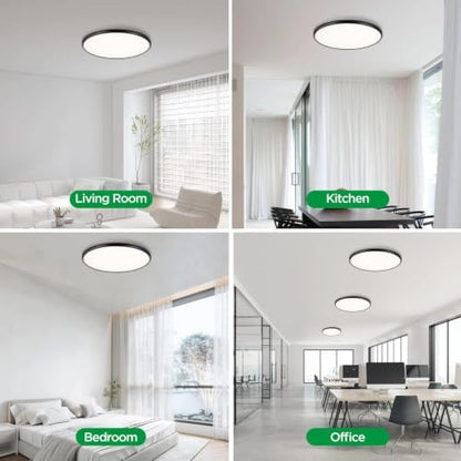 TALOYA 2 Pack 18" Dimmable Flush Mount Ceiling Light Fixture,5CCT,Black