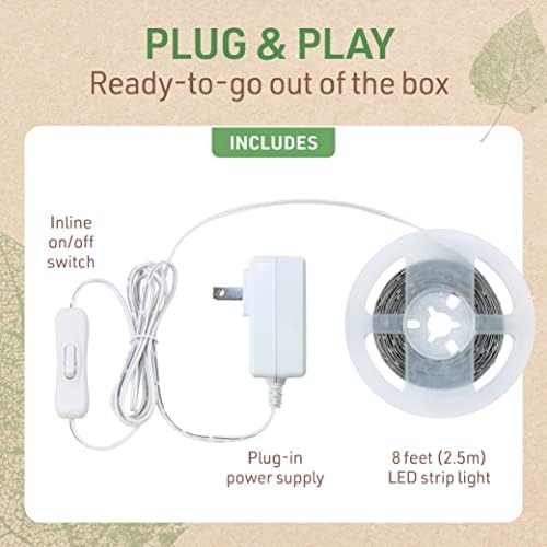 Complete LED Strip Light Kits (Warm White) 8 ft Flexible Tape 3000K Under Cabinet Plug-in Power Supply 318320
