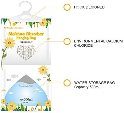 CANAGER Hanging Moisture Absorber, Fresh Scent and Lavender Vanilla Moistureproof Hanging Bag，Dehumidifier Bag (8 packs) Hanging Closet Dehumidifier Bags, Moisture Absorb 12.5 oz