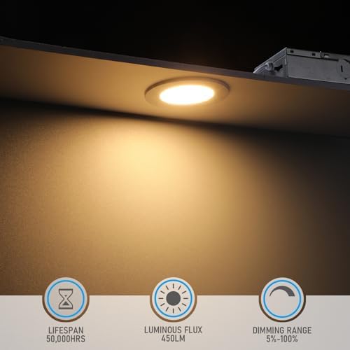 TORCHSTAR 12-Pack 5CCT 3 Inch Ultra-Thin LED Recessed Light, CRI90 6W