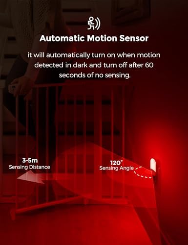 L LOHAS LED Motion Sensor Night Light, Sleep Aid Red, 30/60LM, 4 Pack