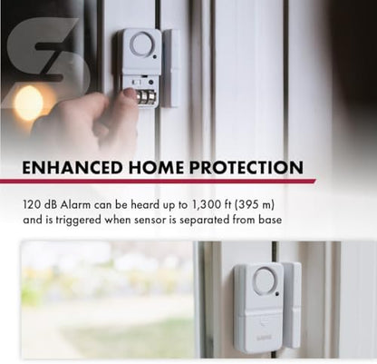 SABRE Wireless Home Security Door Window Burglar Alarm with LOUD 120 dB Siren, DIY EASY to Install, White