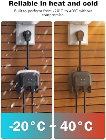 EIGHTREE Outdoor Smart Plug, Timer Outlet with 2 Independent Outlets, 15A