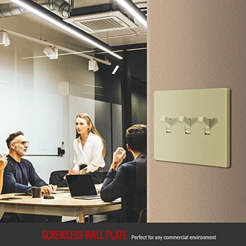ENERLITES Screwless Triple Toggle Light Switch Wall Plate Cover, Ivory