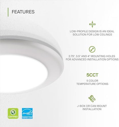 ASD 24 Pack LED Disk Lights 6 Inch, 5CCT Flush Mount Ceiling Light Fixture