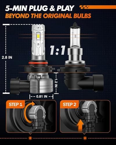 SEALIGHT H10 9145 9140 LED Fog Light Bulbs Amber, 12000LM 3500K Yellow Light Bulbs, Strong Light Penetration, 9040 9045 Replacement Front Fog Lamps for car, trucks, SUVS, Non-polarity