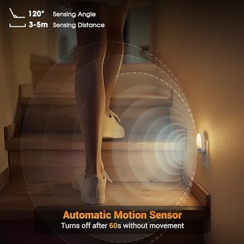 JandCase Motion Sensor Night Light, 4 Pack Motion Activated Night-Lights