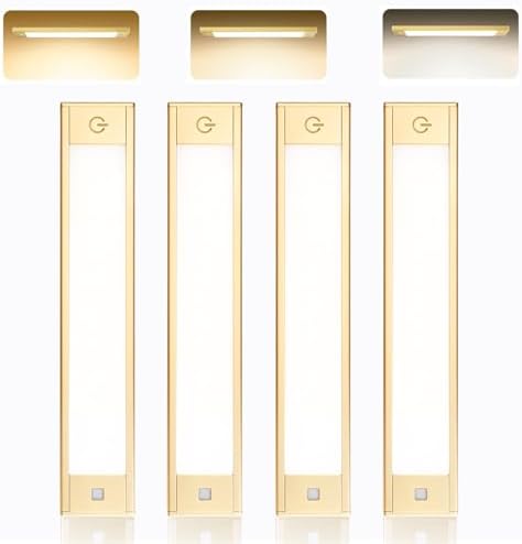 V4light Motion Sensor Cabinet Light, Rechargeable, Dimmable, 4Pcs, 9in
