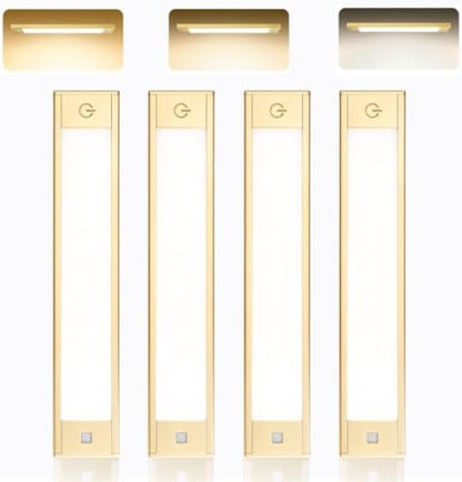 V4light Motion Sensor Cabinet Light, Rechargeable, Dimmable, 4Pcs, 9in