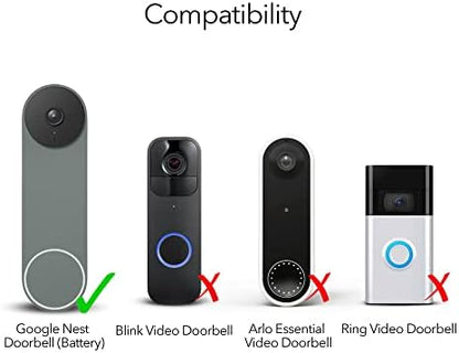 Wasserstein Anti-Theft Mount Compatible with Google Nest Doorbell Battery - No-Drill Installation (Black)