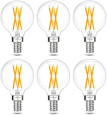 E12 G16.5 Candelabra Globe LED Bulb, 2700K Warm White, 40W Equivalent