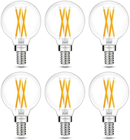 E12 G16.5 Candelabra Globe LED Bulb, 2700K Warm White, 40W Equivalent