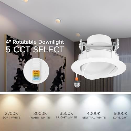 Maxxima 4 in. Rotatable LED Retrofit Downlight Gimbal, 1000 Lumens, 5 CCT