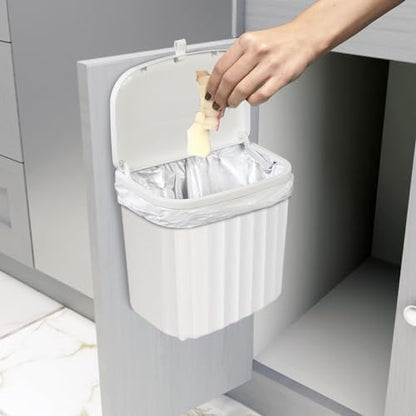 Glad Roomate Under Counter Waste Bin | Space Saving Small Trash Can for Kitchen Cabinet, Bathroom or Office | Dual Lid for Ease of Opening, 7 Liter, White, 7L (Pack of 2)