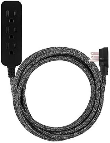 Cordinate 3 Outlet Power Strip 15 Ft Braided Extension Cord, 16 Gauge
