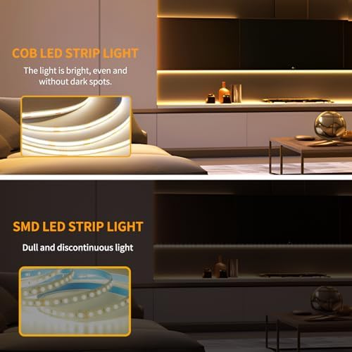 16.4ft COB LED Strip Lights 3000K Warm White Dimmable