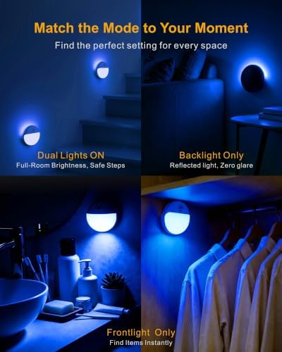 YUNLEX Toilet Light Motion Sensor, Dim Blue Night Light Battery Operated