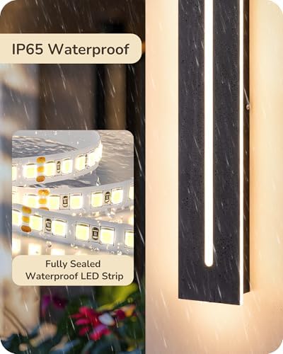 EDISHINE Upgraded 2 Pack 39.4" LED Outdoor Wall Light, Linear Modern Sconce