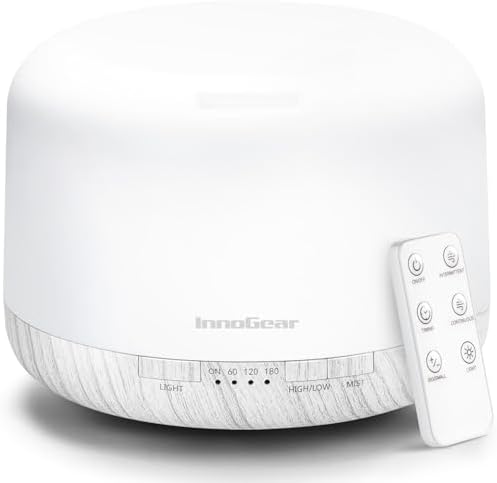 InnoGear 500ml Essential Oil Diffuser for Home Cool Mist Humidifier B White
