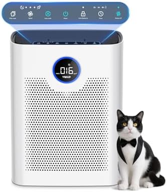 Air Purifiers for Home Large Room up to 3000 ft², VNIUP True Air Purifier for Bedroom, PM 2.5 Display Air Quality Sensor Air Cleaner for for Whole Home Dorm Room Bedroom Office, ZQA-8000A