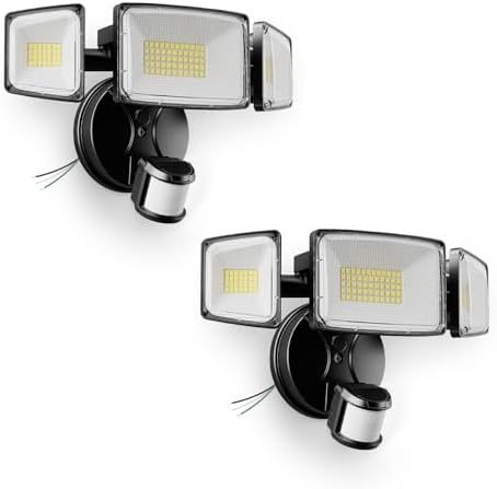 Security Lights Motion Outdoor with Dusk to Dawn, Hardwired Floodlights