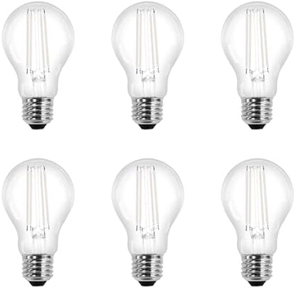 Sylvania A19 Clear LED White Filament Bulb, 11.5W, Dimmable, 1500 LMS, Medium Base, 5000K, Daylight - 6 Pack (42643)