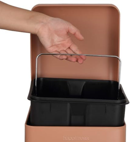 happimess Betty 8 Gal Step Trash Can Soft-Close Lid, Clay Rose