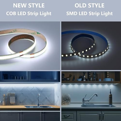 BENLUN 12V COB LED Under Cabinet Strip Lighting Cuttable 32.8ft for Kitchen