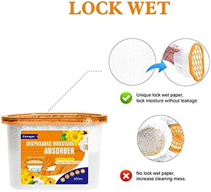 CANAGER Moisture Absorber Box - 6 Packs, 12.5 oz Cup, Jasmine Calendula, Odor Eliminator and Dehumidifier for Closet, Bedroom and Kitchen.