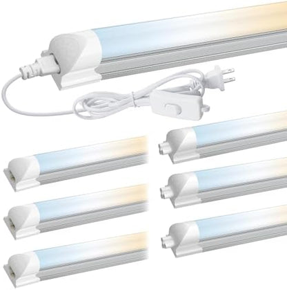 (6-Pack) CNSUNWAY LED Shop Lights 2FT, 3 Color Changing 3500K/5000K/6500K