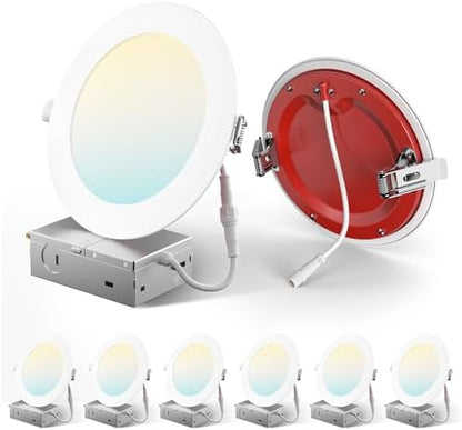 Amico 6 Pack 6 Inch Fire Rated LED Recessed Light, 2 HR Fire Rating, 5CCT