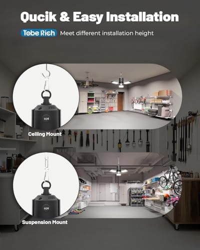 Motion Sensor Garage Light Plug in, 8000LM 6500K Shop Light 3 Modes