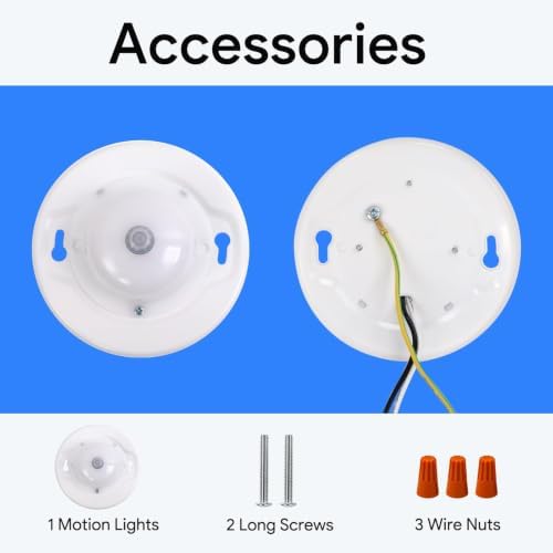 Energetic 4.7 Inch Motion Sensor Closet Ceiling Lights, LED Under Cabinet Lights Wired, Flush Mount Ceiling Lighting Fixtures for Bedroom, Kitchen, Hallway, Wet Location, 120V, 5000K, White, 1 Pack