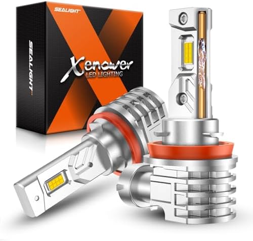 SEALIGHT H11 LED Fog Light Bulb, 16000LM 6000K White H16/H8 Fog Lights LED Strong Penetration, 32 CSP Chips 360-degree Illumination, All-in-One Housing Design Non-polarity, Pack of 2