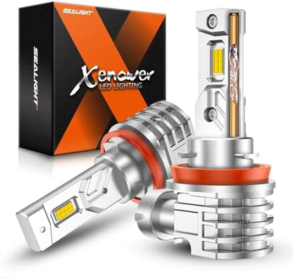 SEALIGHT H11 LED Fog Light Bulb, 16000LM 6000K White H16/H8 Fog Lights LED Strong Penetration, 32 CSP Chips 360-degree Illumination, All-in-One Housing Design Non-polarity, Pack of 2