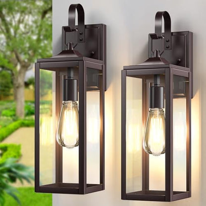 18'' Large Outdoor Wall Lights 2 Packs, Brown Exterior Lighting Fixtures