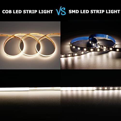 32.8ft 24V COB LED Strip Natural White 4000K 3840LEDs CRI 93+ 6800lm