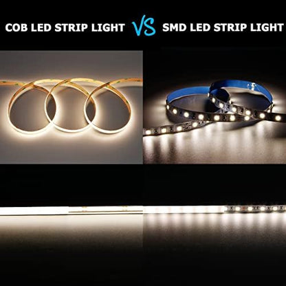 32.8ft 24V COB LED Strip Natural White 4000K 3840LEDs CRI 93+ 6800lm