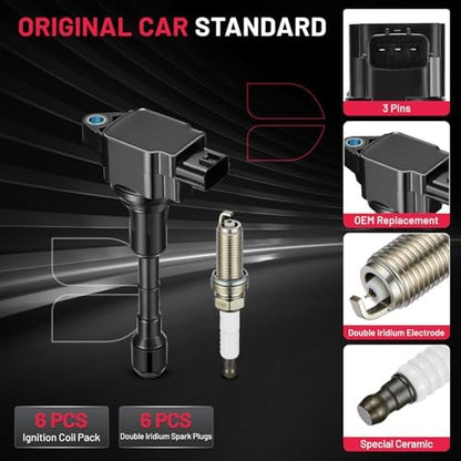 BDFHYK Ignition Coil UF617 and Spark Plug 90174 Nissan 370Z 2009-2020