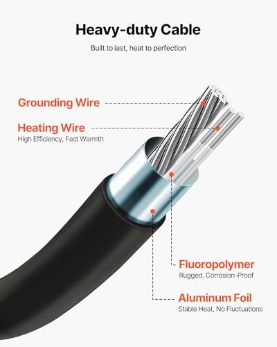 VEVOR 200 sqft Underfloor Heating Cable Kit, 240V Electric Radiant Heated Floor System, with Smart Control Thermostat & Alarm, Easy Installation for Tile, Stone, Vinyl, Home Improvement