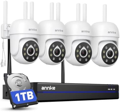 ANNKE 5MP PT Security Camera Wireless Outdoor,10CH 4K NVR 4-Cam Kit,1TB HDD