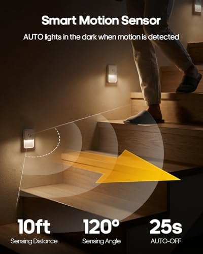 GOODEA 4 Pack Motion Sensor Night Lights, Rechargeable Stair Lights Indoor