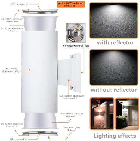 Outdoor Wall Light, Anti-Rust Waterproof Exterior Lighting Fixture