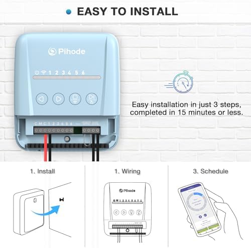 6 Zone Smart Sprinkler Controller with Local Weather Intelligence and Atmosphere Lights, Automated Watering and App Control WiFi Irrigation System, Save Water Through Rain Skip